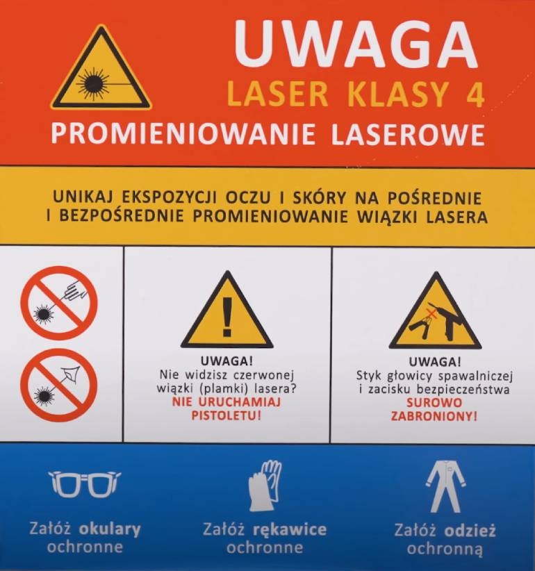 sign with laser radiation warning pictogram