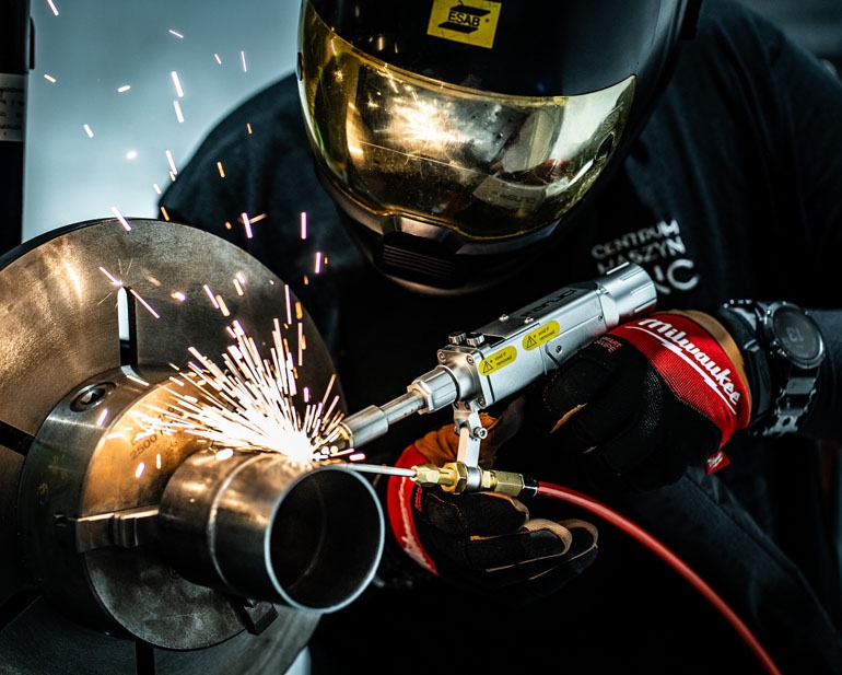 Laser welder operator at work 